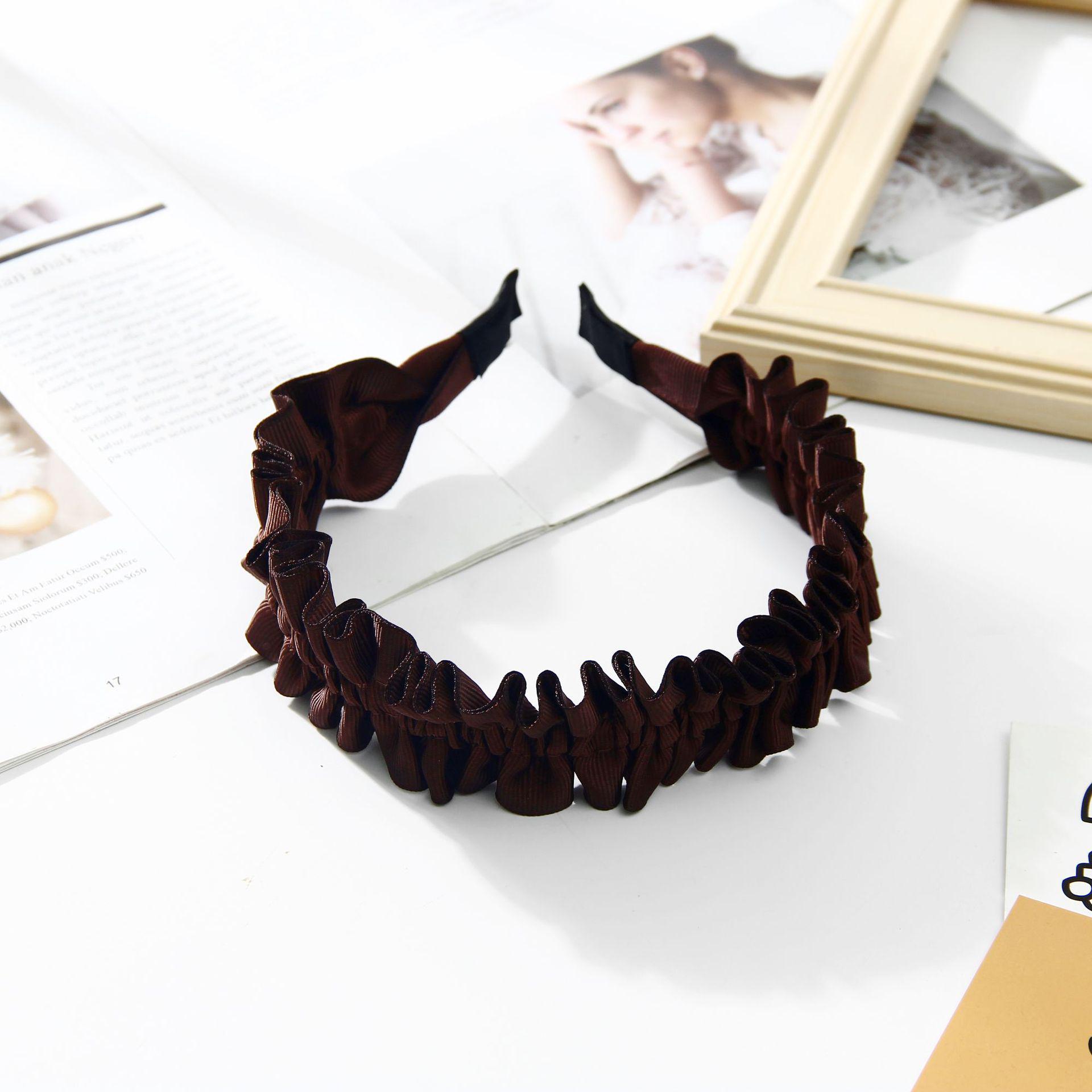 

Осенне-зимняя черная кружевная плиссированная повязка на голову: Элегантный аксессуар для волос знаменитостей для женщин.