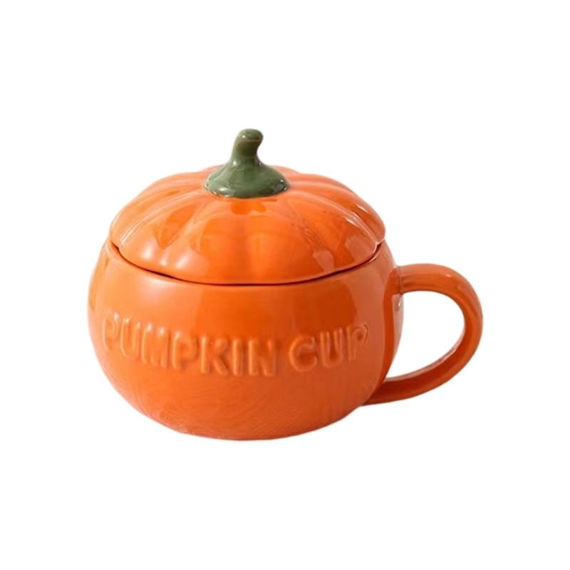 

Ceramic Pumpkin Shape Cup Halloween Themed Dishwasher Safe Mug For Coffee Hot Drink Home Office Decoration small