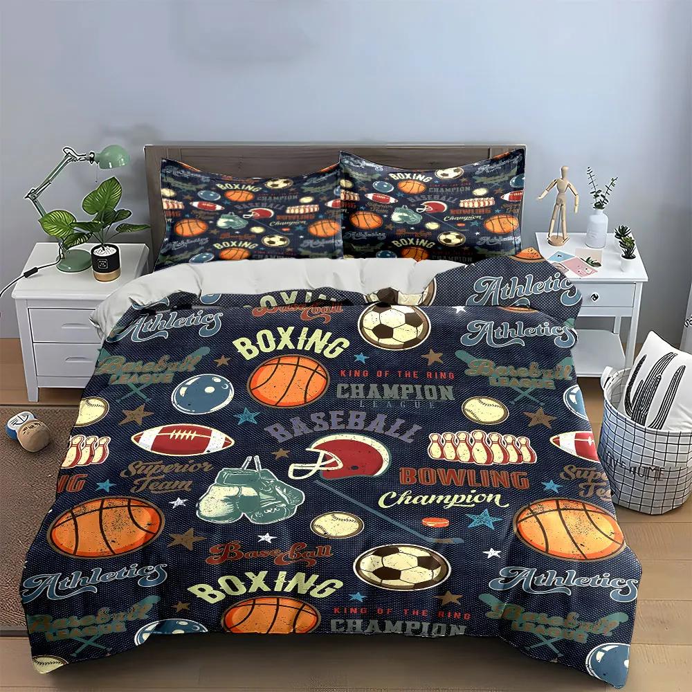 Sports Theme Decorative Fabric Set Soft Comfortable Duvet Cover Bedding Set Included 1*Duvet Cover & 2*Pillowcases Gift
