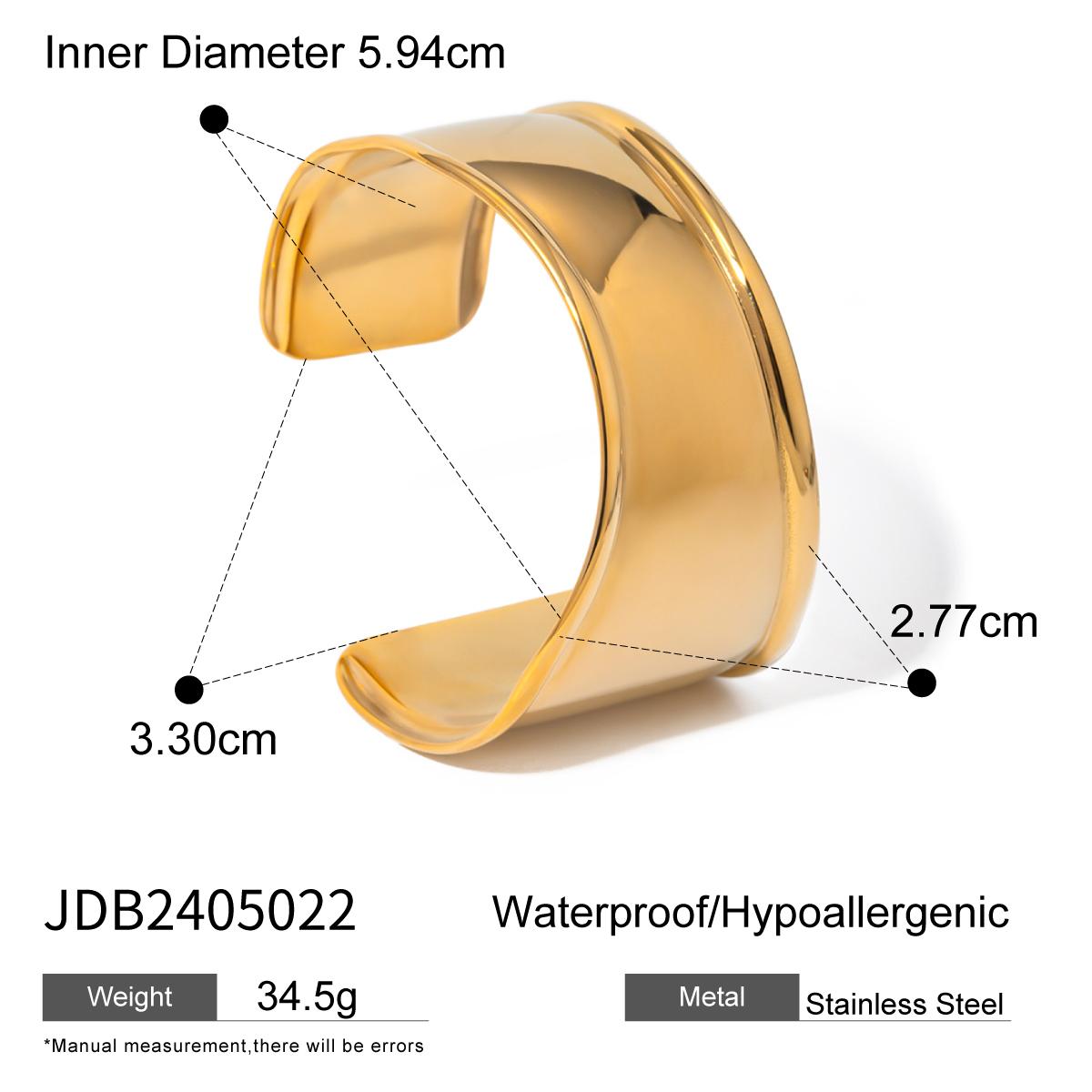 

Uworld Unique Stainless Steel Metal Wide Cuff Open Bracelet Bangle Gold PVD Plated Waterproof Fashion Girls Essential Jewelr