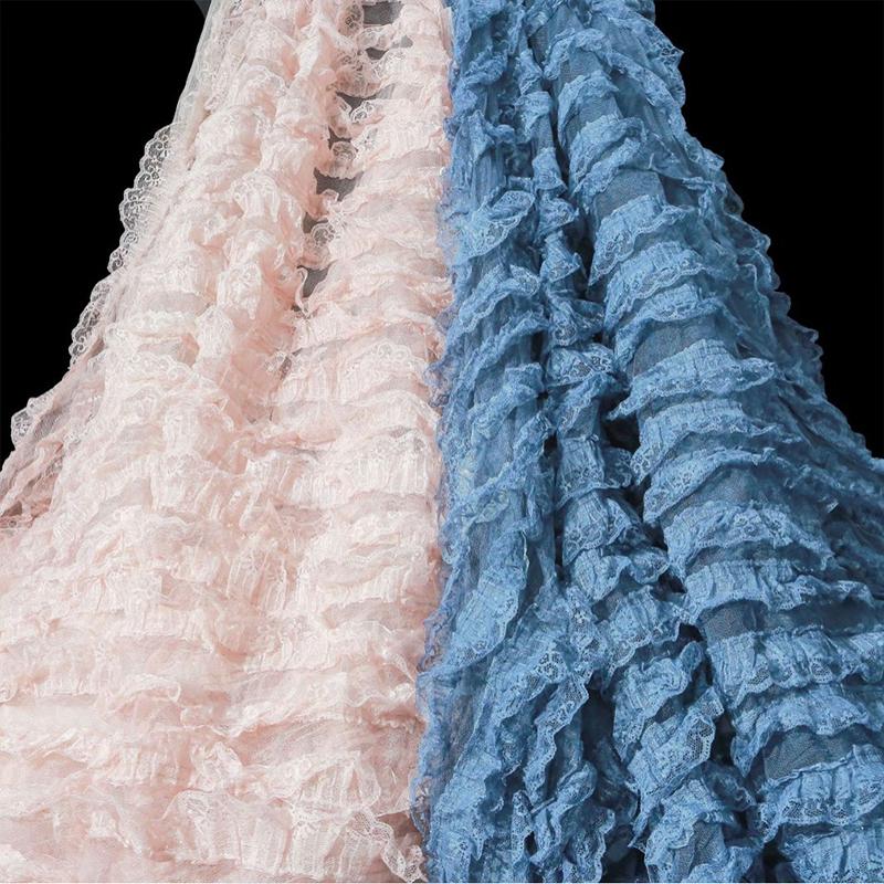 Multi-Layer Lace Trim Yarn Fabric Princess Gown Wedding Dress Designer Fabric DIY Sewing Ruffle Trim Lolita Doll Clothes