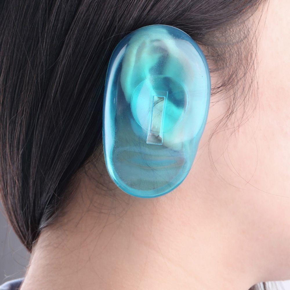 Clear Silicone Barber Blue Color Hair Dye Shield Ear Cover Noise Protector Salon Accessories