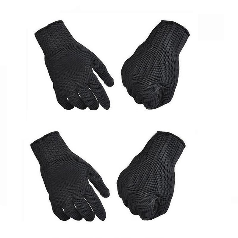 

2pcs Anti Cutting Gloves Black Self Defense Gloves Steel Wire Metal Mesh Gloves Wear Resistant Work Gloves Security Protection