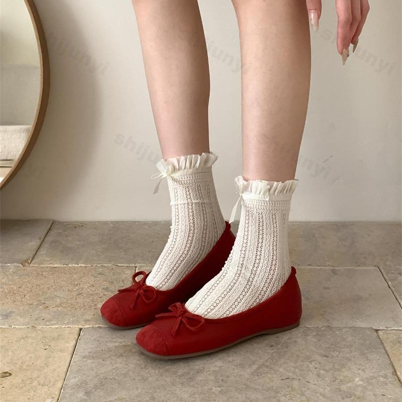 Women's Ballet Flats 2026 Autumn Soft Bottom Butterfly Knot Shoes Increased Height Design Casual Spring Fashion Flat Shoes