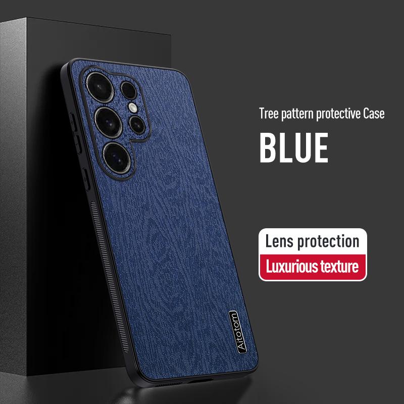 Slim Wood Grain Leather Case For Samsung Galaxy S26 Ultra S25 Edge S24 FE S23 S22 Plus A57 A37 A56 A36 A26 A16 A35 A25 A15 5G Shockproof Case Cover