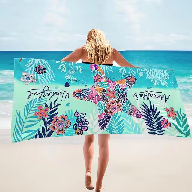 Super Soft Microfiber Marine Life Beach Towel Quick-Drying Sand-Free Travel Yoga Camping Swimming