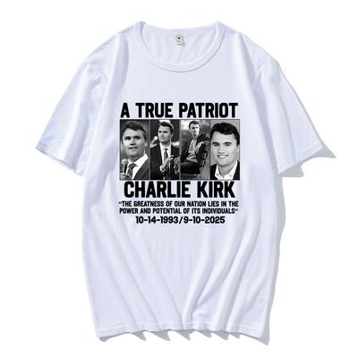 Men Tee CharlieKirk Freedom Live Free T-shirt Short Sleeve Cotton Casual Tshirts Streetwear Unisex America O-neck Male T Shirts