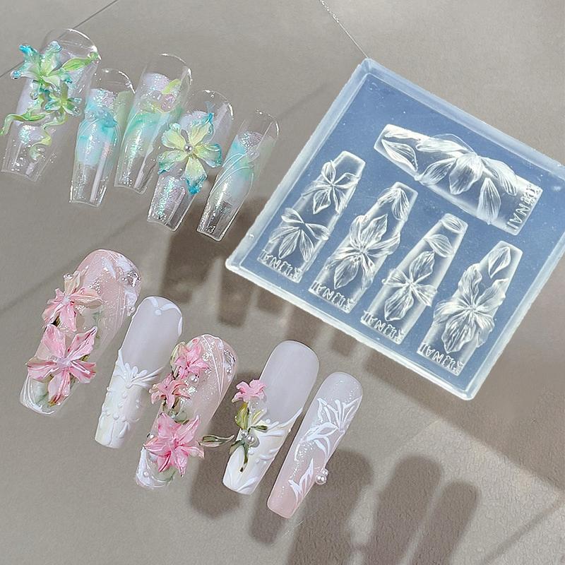 3D Flowers Nail Mold Diy Silicone Nail Tools Hawaii Hibiscus Flower Petal Nail Design Silicone Molds Nail Art Carving Template