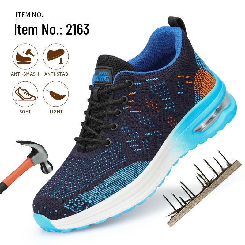 Men's Lightweight Air Cushion Safety Shoes - Wear-Resistant, Anti-Smash, Anti-Puncture Work Shoes