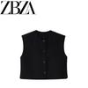 Jnleaog New Fall Women's Clothing Fashion French Style Design Fashion All-Match Casual Black Vest Tops