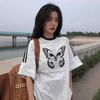 2025 Summer American Striped Loose Fit Women's Cotton Half-Sleeve T-Shirt