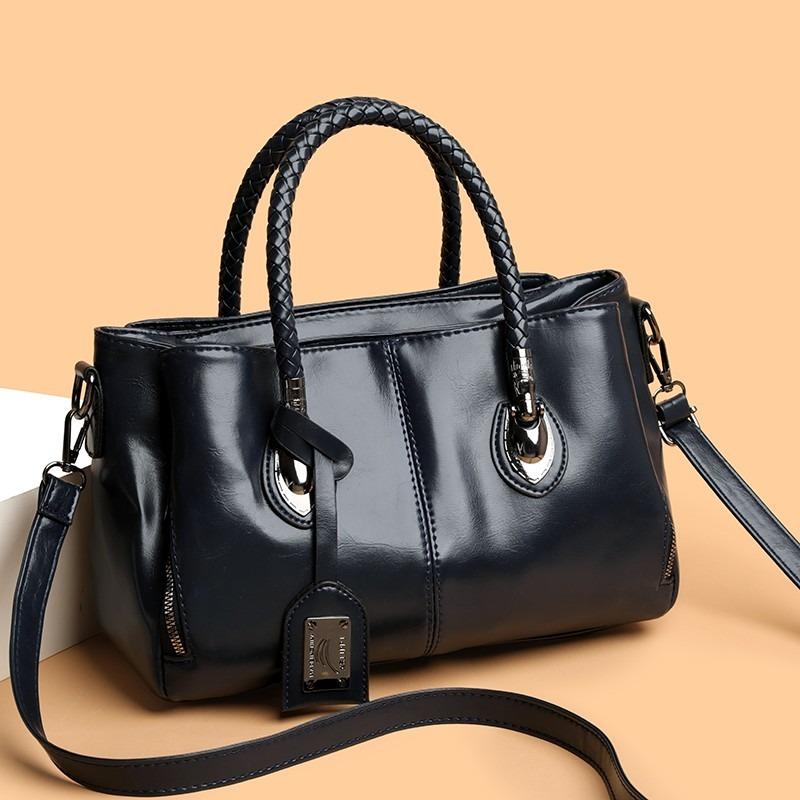 Womens Stylish PU Leather Handbag Woven Handle Adjustable Strap Single Shoulder Bag Handheld Crossbody Design Daily Bag for Commute Casual Activities