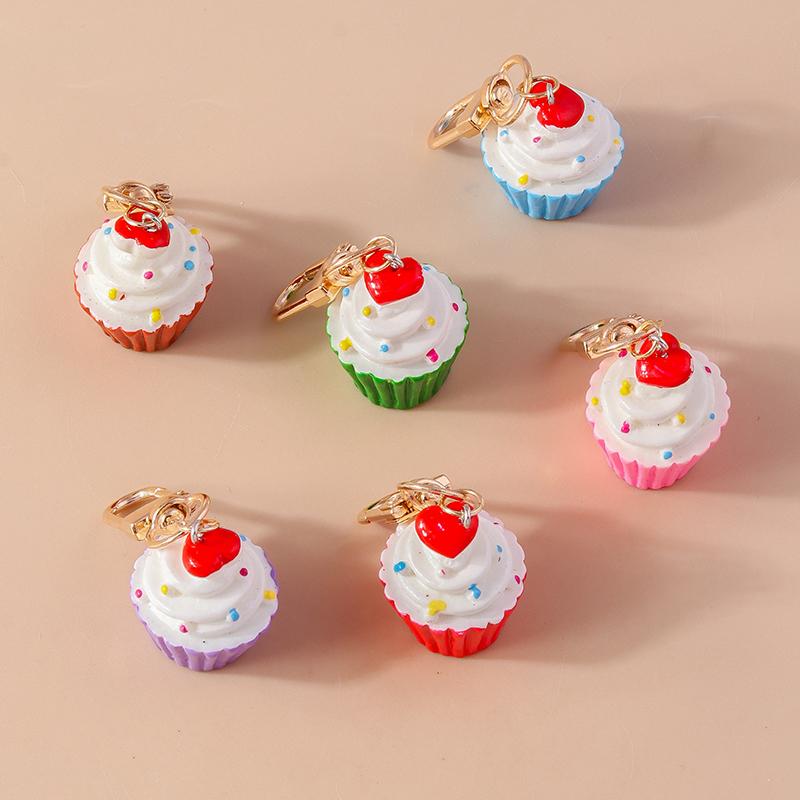 Lovely 3D Simulated Fruit Cake Keychain Food Keyring Pendants for Women Girls Handbag Decor DIY Kid's Jewelry Gifts