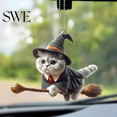 Car Interior Accessories Acrylic Pendant with Lanyard Easy To Hang Super Cute Hanger Animal Cat Mirror Hanging Ornament Door Decoration
