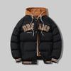 Men's Trendy Korean-Style Hooded Jacket - Loose Fit, Thick, Cotton-Filled, Fake Two-Piece Design for Autumn/Winter.