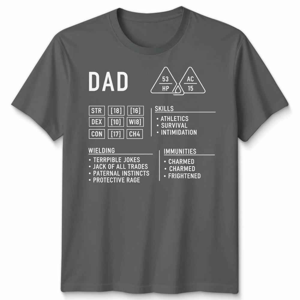 Dad Dungeons Unisexs T Shirt Dragons Character Sheet Fathers Day Gift Dnd Rpg