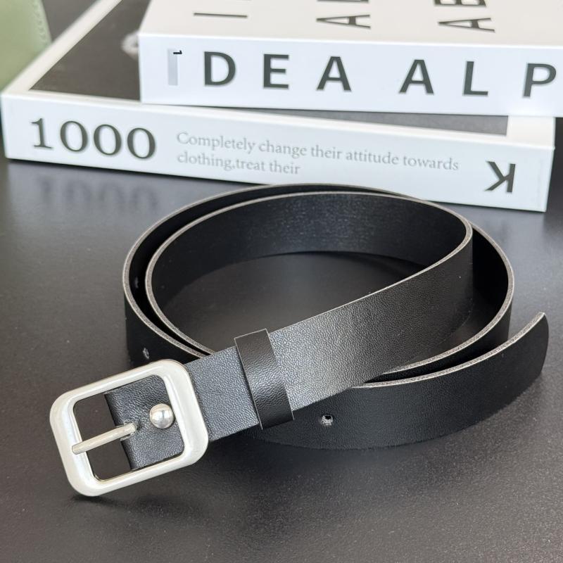 Fashion Pu Leather 102Cm Long 2.4Cm Wide Silver Square Metal Buckle Women Belts Matched Dress And Jeans Women'S Waistband