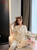 Sweet floral cotton yarn pajamas women's summer new short-sleeved trousers loungewear suit cute girl style can be worn outside