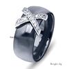 Europäisches & Amerikanisches Paar Passende Schwarz-Weiß Keramik X-Ringe mit Zirkon - 8MM Mode Ring.