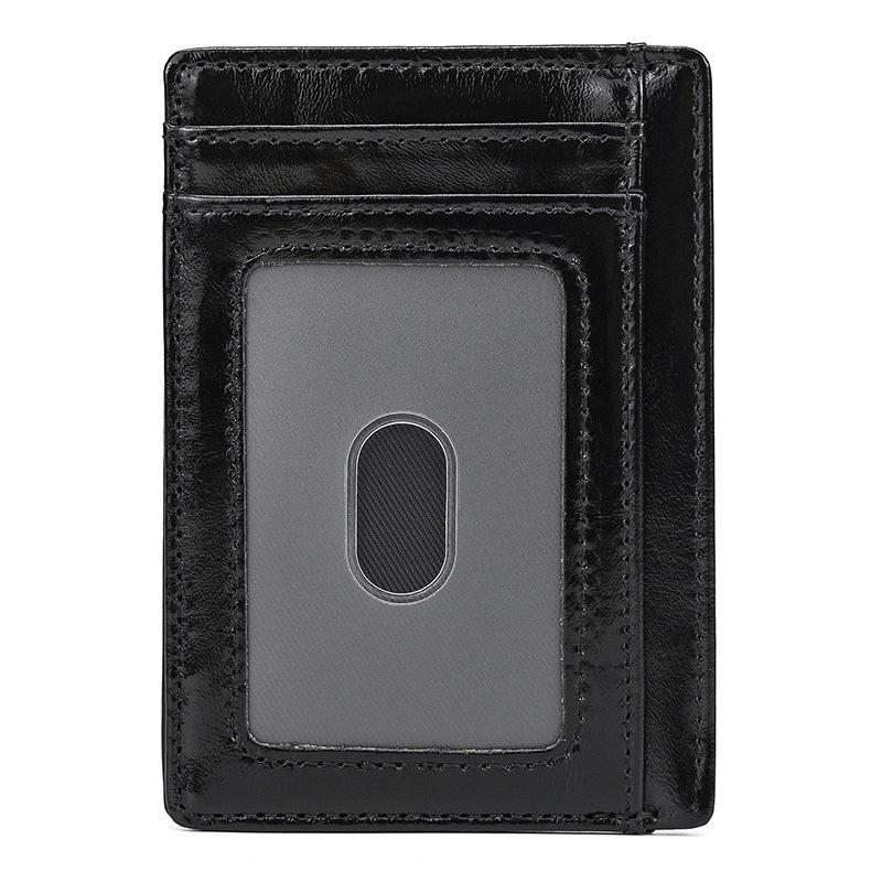 Genuine Leather Ultra-Thin Card Holder Wallet for Men & Women with Photo Slot and Dollar Clip