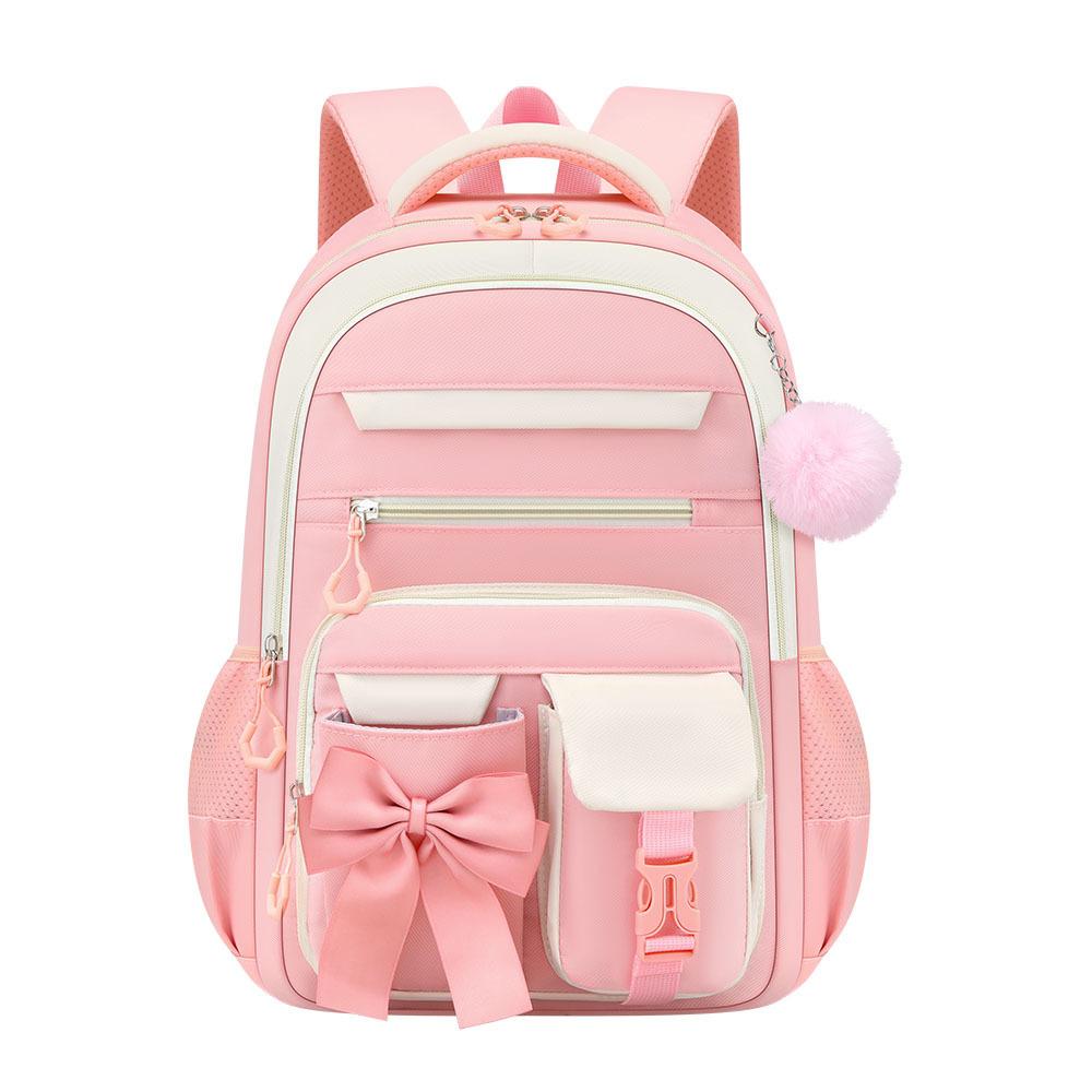 High Quality School Backpack for Girls Cute Black Pink Purple Bowknot Bookbag School Bags for Primary Middle School Students