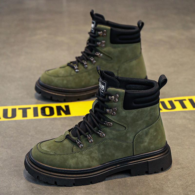 Men's Snow Boots Plush Warm Work Boots Waterproof Anti-slip Thick-soled Outsoor Hiking Shoes for Men High-top Climbing Walking