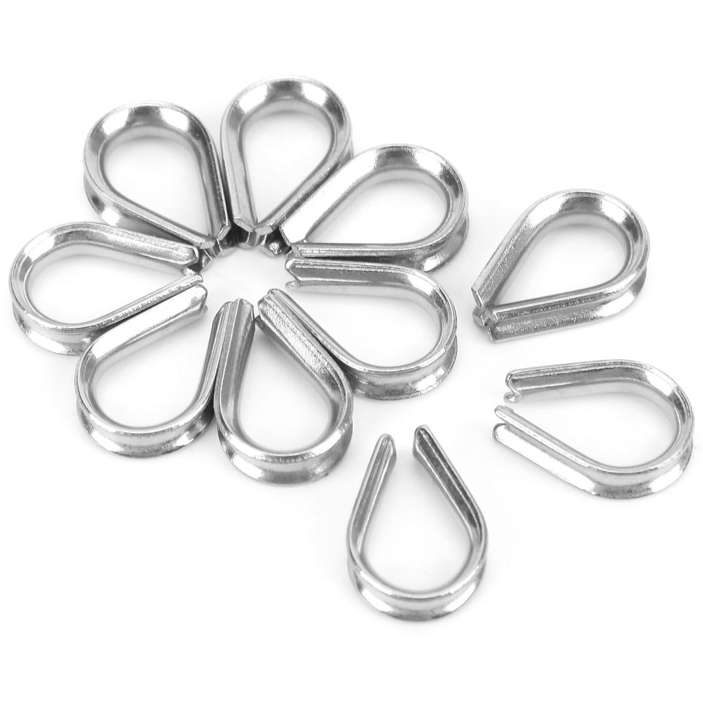 2MM Stainless Steel Boat Wire Rope Clamps Metal Cable Protective Ring Thimbles Clamps