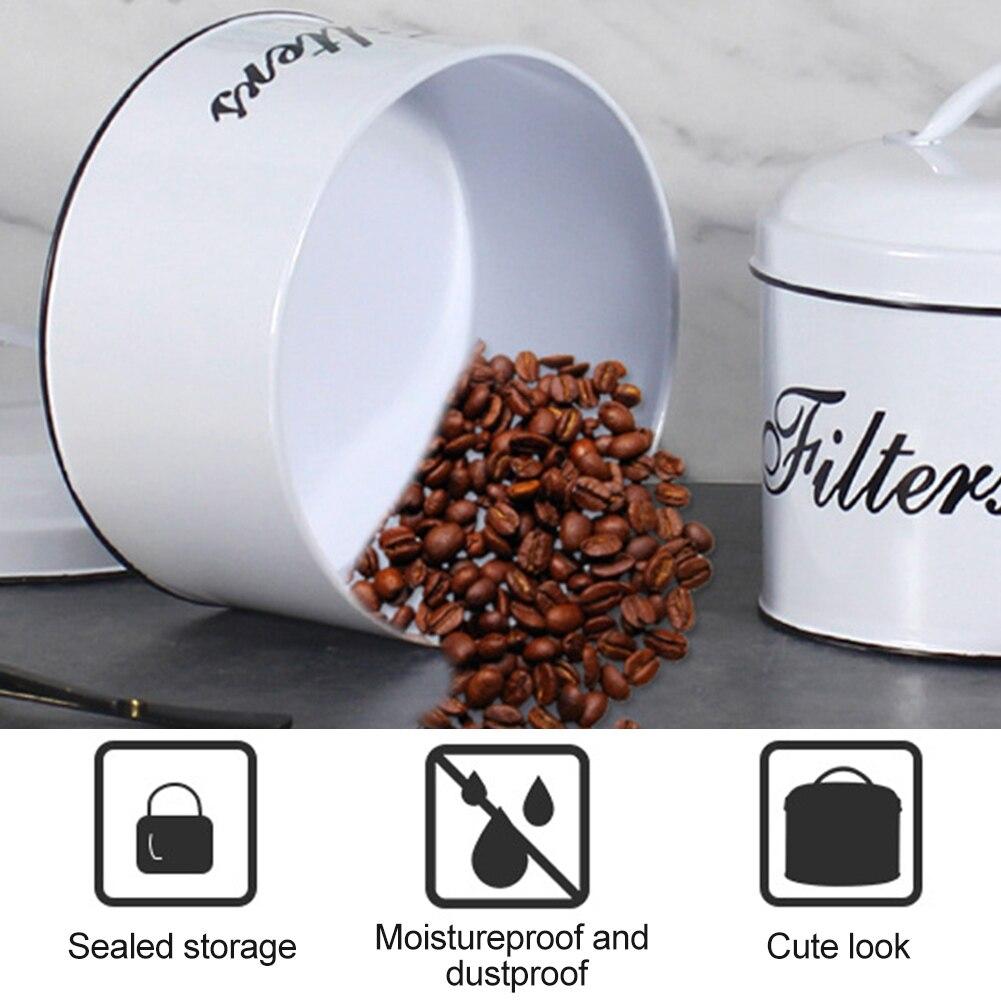 Cooking Utensils Desktop Organizer Coffee Filter Holder Eco-friendly With Lid Container Home Kitchen Round Easy Clean