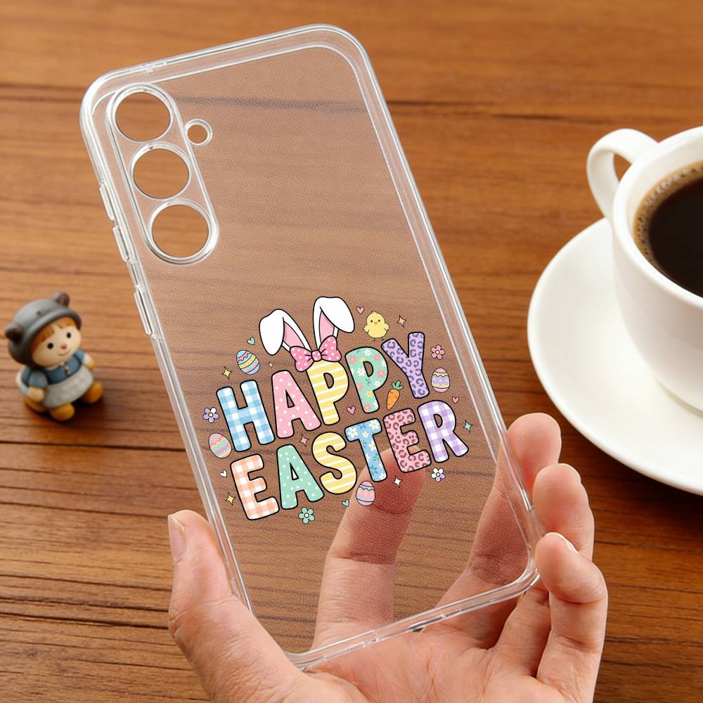 H-Happy Easter To You Phone Case For Samsung S30,23,21,22,20, FE lite,S10,9,8,7 PIus Note20ultra Soft Transparent