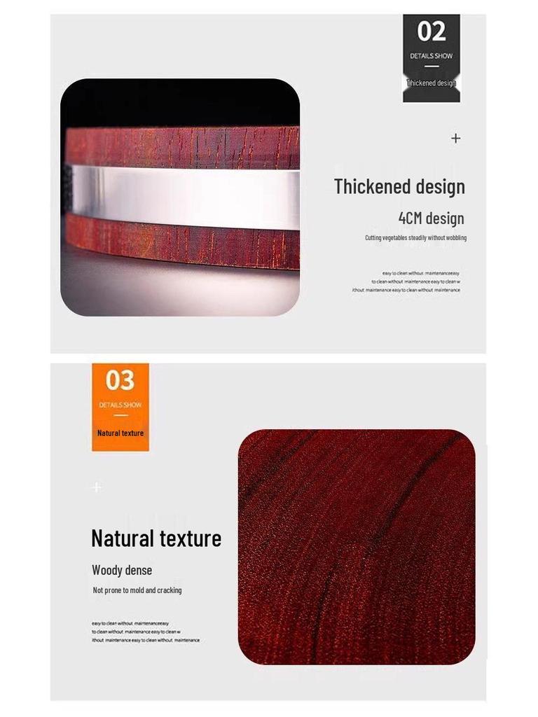 Eisenholz Mehltauresistent Rundes Schneidebrett - Massivholz Küchenhackblock