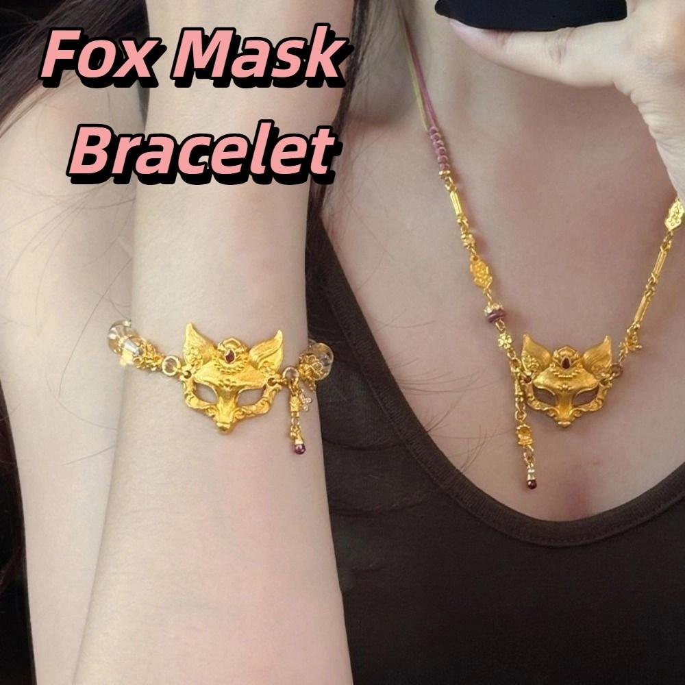 Exquisite Chinese Style Necklace Elegant Handmade Bead Bracelet Vixen Mask Bracelet  Girls