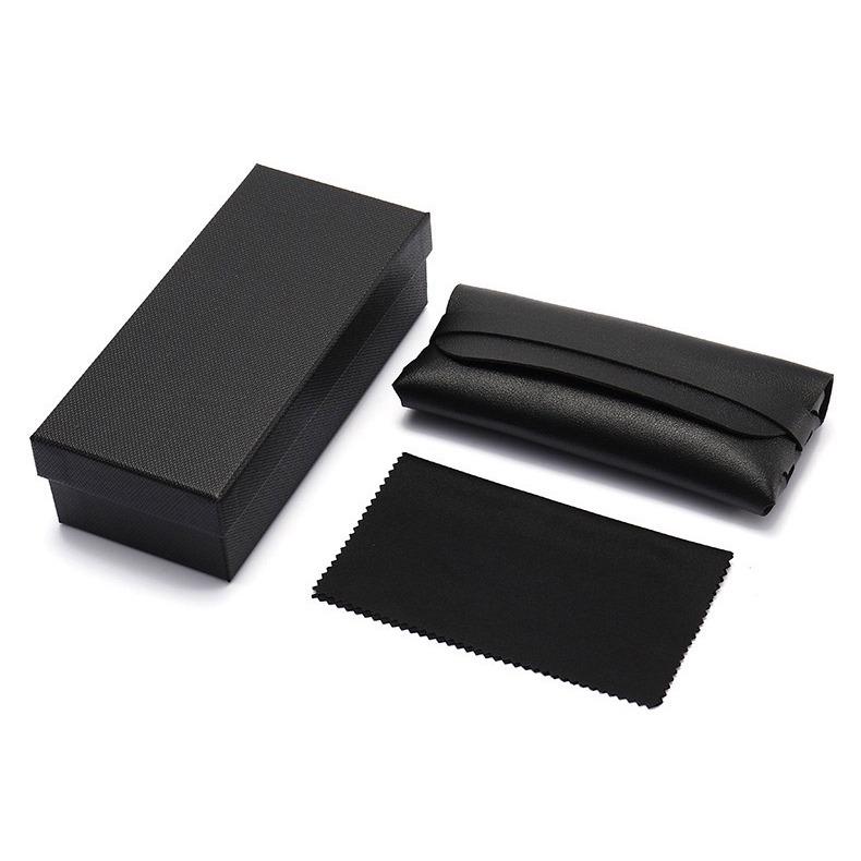 Leather Glasses Case with Soft Cloth and Zipper Lid