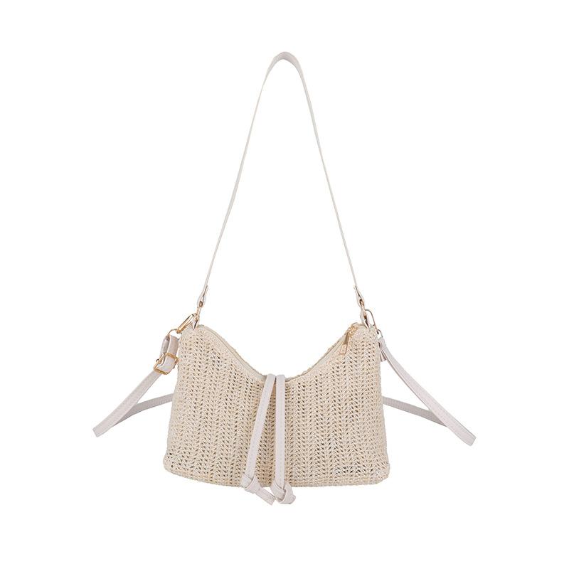Straw bag woven new vacation backpack fashionable versatile single shoulder large capacity beach underarm oblique span bag