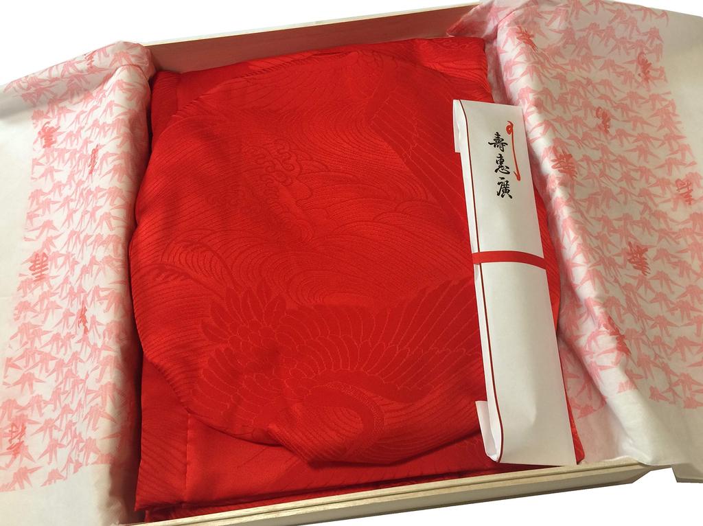Silk Pure Silk Chanchanko 60th Birthday Longevity Red Made In Respect for the Aged Comes In a Luxury Wooden Box [Kimono Fan] Set, Red, Celebration,