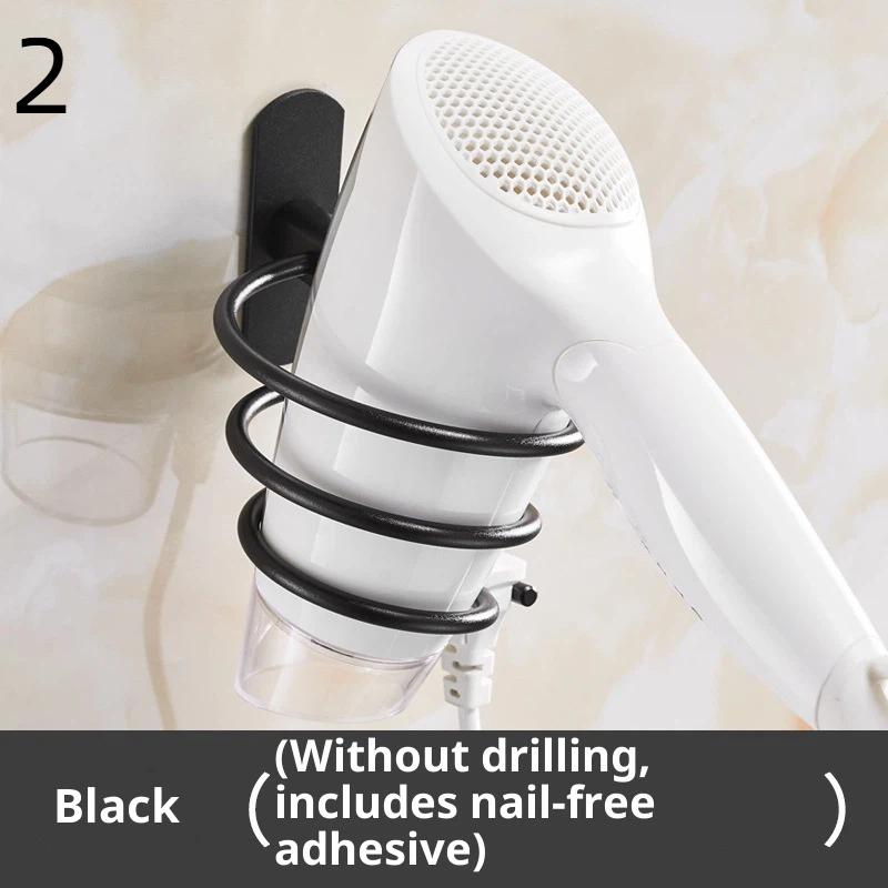 

Hair Dryer Organizer Rack Aluminum Bathroom Hairdryer And Straightener Holder Wall Mounted Shelves Accessories Blower Shelves 2 чорний