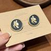 Elegant Retro Hong Kong Style Glazed Portrait Stud Earrings for Women