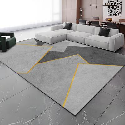 Tapete Grande para Sala de Estar Estilo Moderno Simples Padrão Geométrico Antiderrapante Decoração de Escritório Tapete Macio Fácil de Limpar Tapete para Mesas de Centro