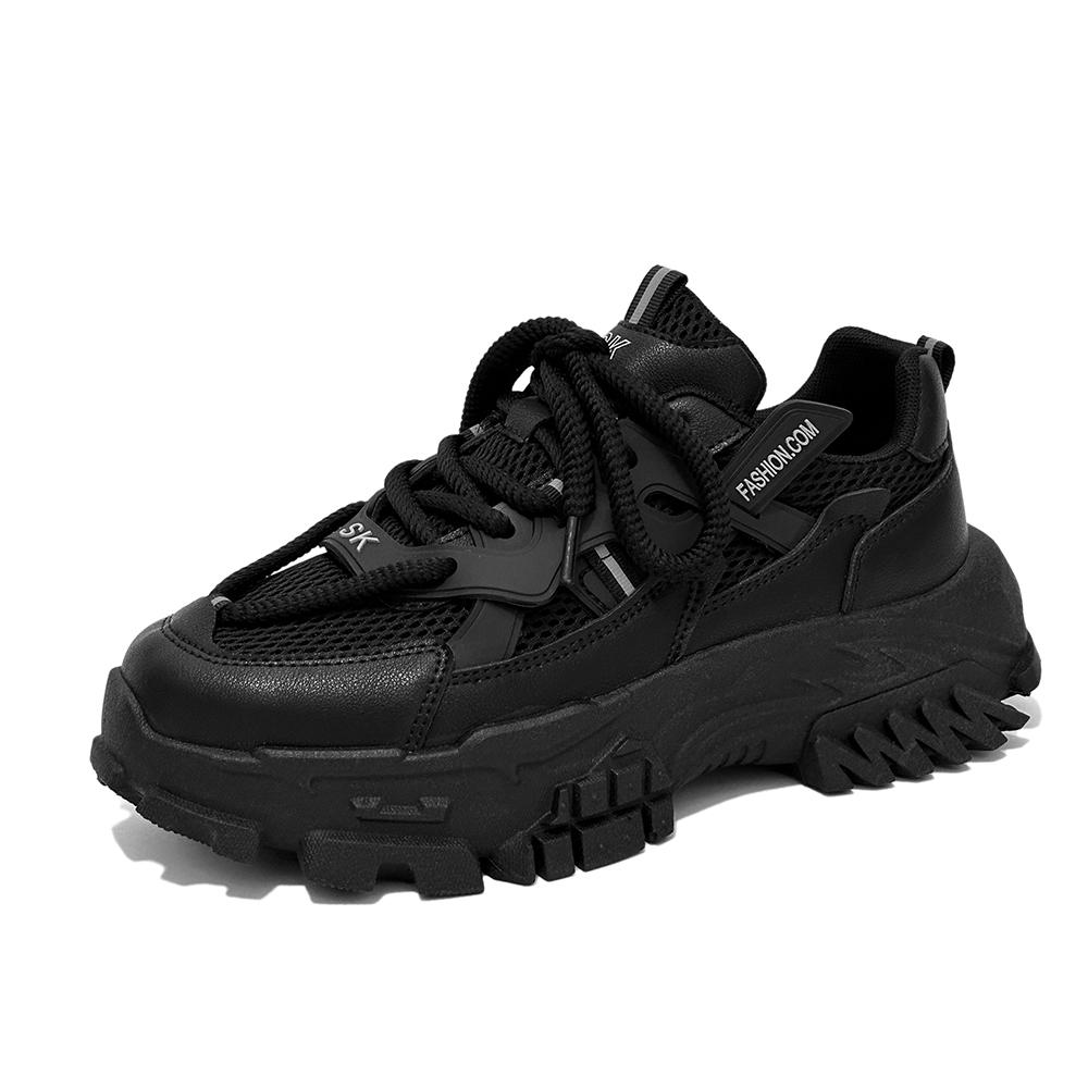 

Мужские кроссовки на толстой подошве, повседневная обувь, мужская амортизирующая спортивная обувь, дышащая обувь для ходьбы, большие размеры 39-44, теннис 39 чёрный