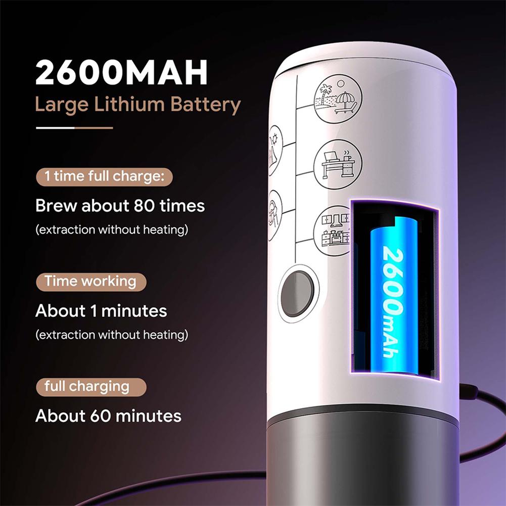 2-in-1 Portable Coffee Maker Multifunctional Coffee Brewing Machine Wireless Coffee Maker for Travel Caravan Hiking