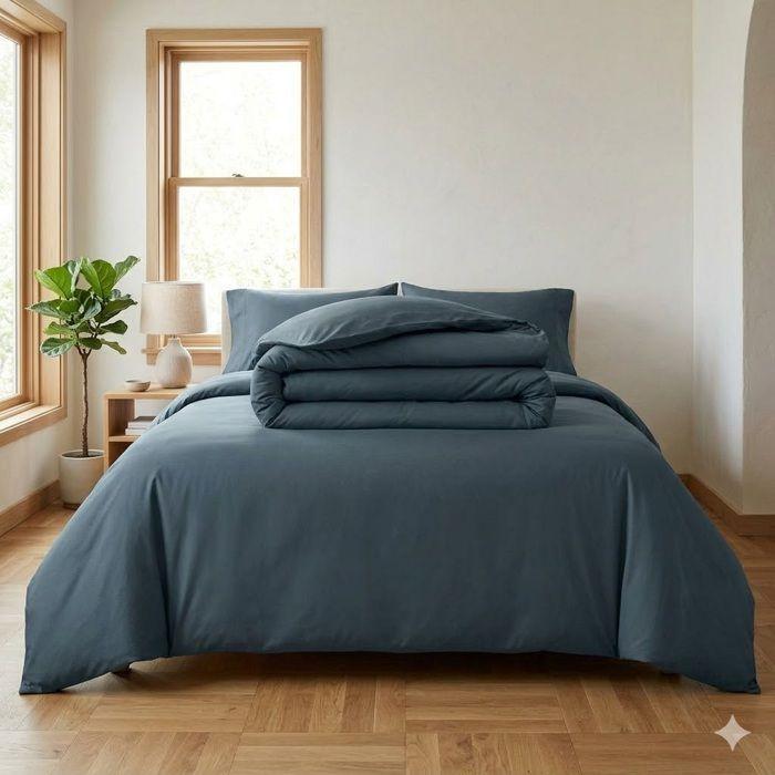 Housse de couette - EDEN - 260 x 240 cm - Percale de coton - 80 fils/cm² - Émeraude