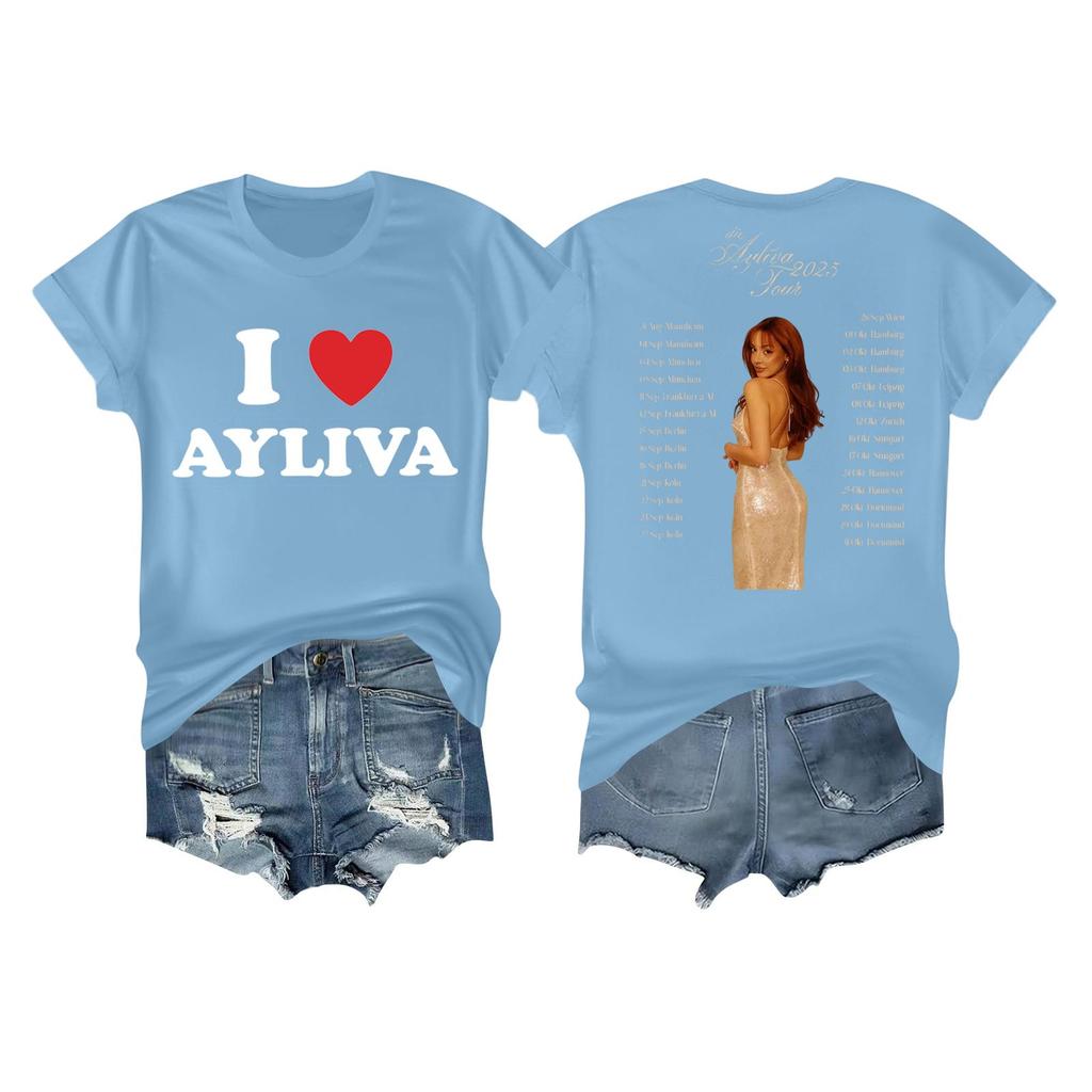 Kvinners avslappet trykket t-skjorte rund hals genser kort ermet topp