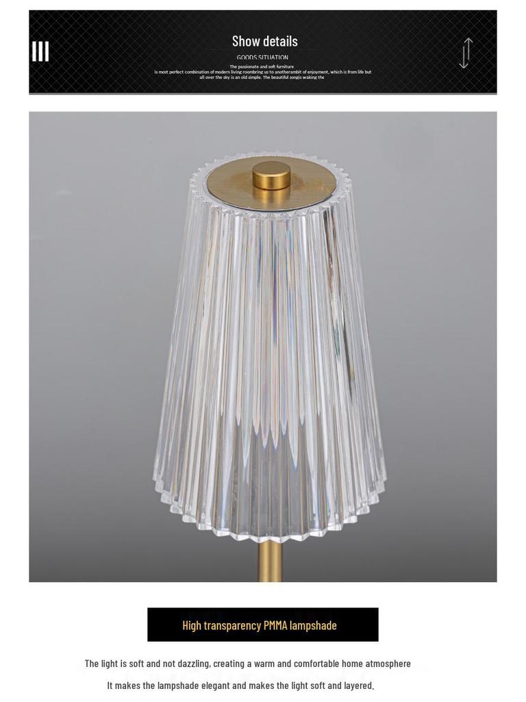 Lampă de Noptieră Elegantă cu Dimmer Tactil din Cristal