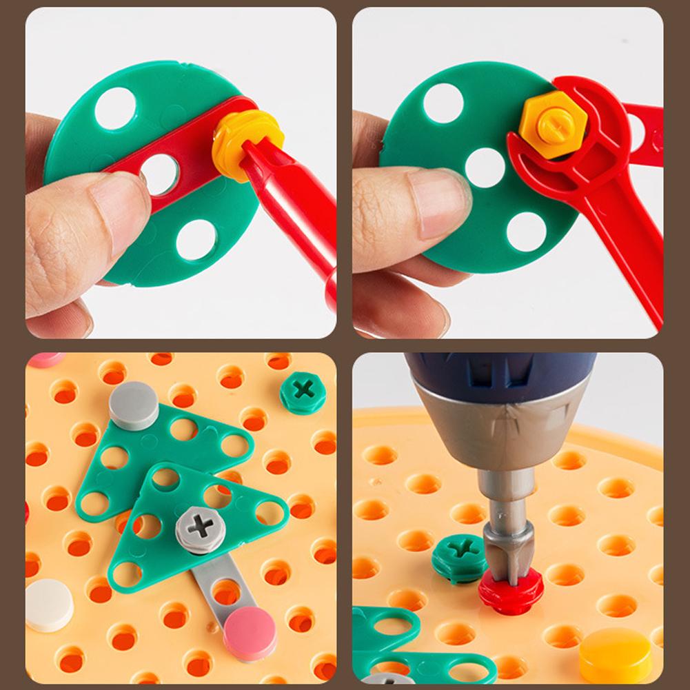 Children Electric Drill Toolbox Driller Games Educational Puzzle Tool Toy for Boys Montessori Screw Puzzle Kid Pretend Play Toys