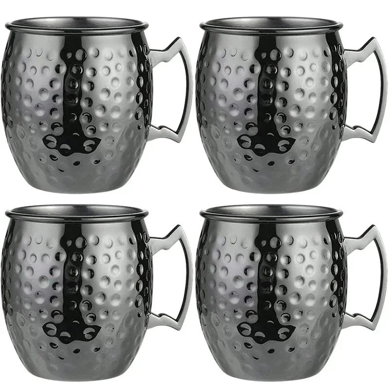 

4PCS New Cocktail Wine Cup Moscow Mule Mug Stainless Steel Beer Cup Coffee Bar tools Drinkware for Ramadanr Cup 550ML