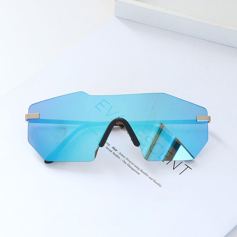 Oversize Metal Reflective Film Rimless Sunglasses Unisex Ocean Film Shades UV Protection Eyewear for Men Women