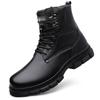 Fleece Martin Boots High-top Men's Shoes 2025 New Winter Real Cowhide Medium-help Tooling Boots Thick-soled Heightening Leather Boots