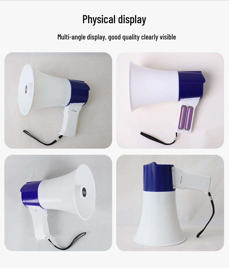 Portable Bluetooth Megaphone with Dual-Chamber Lithium Battery - Rechargeable Handheld Speaker for Outdoor Promotions.