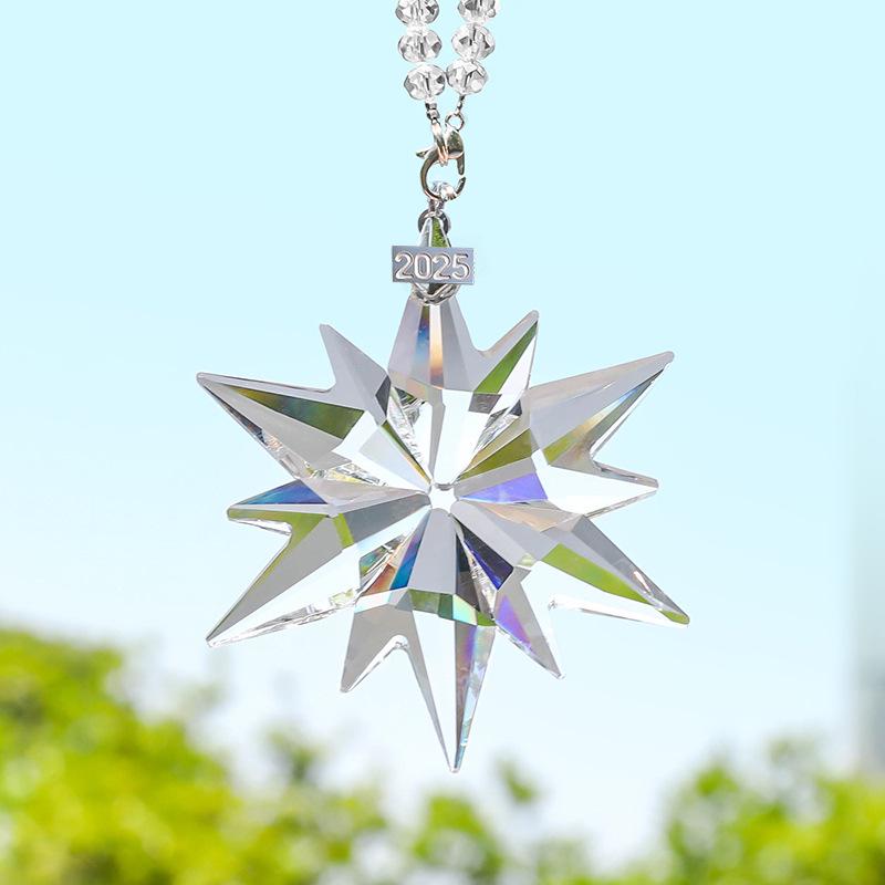 Creative Snowflake Hanging Ornament for Car Interior - Crystal Sunlight Catcher Decoration