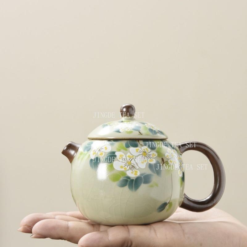 Ruyao Camellia Dragon Egg Pot Chinese Household Xishi Teapot Kaikai Household Ceramic Teapot Kung Fu Tea Set Accessories