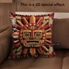 2D Aztec Sun God Pattern Decorative Pillow Cases Pattern Cushion Cover Suitable For Sofa Bedroom Car Pillow Cover